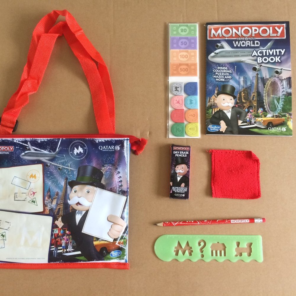 -Qatar airlines children's in flight play bag with games drawing kit pencils NEW